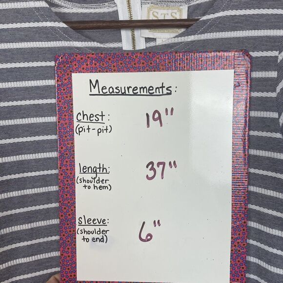 Sail‎ To Sable STS Shift Dress Flattering Shaping Navy & White Stripes Zipper L - Picture 7 of 8